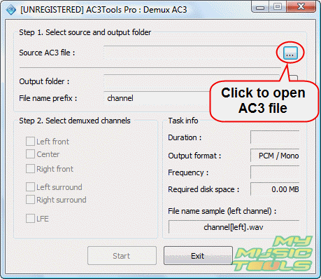 Open AC3 file to split