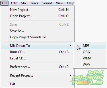 Save mix to MP3