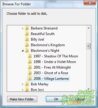 Browse to folder with MP3 files