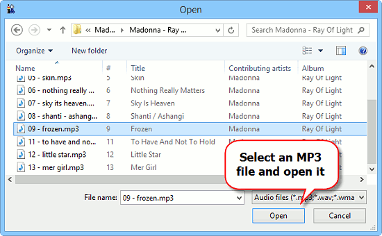Open an MP3 file