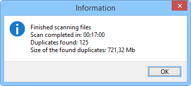 Finished scanning for duplicates