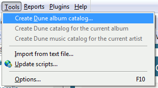 Start creating Dune music catalog