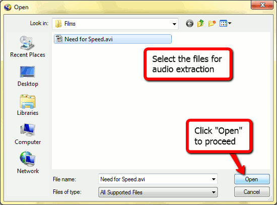 Select video to convert to MP3