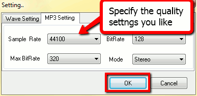 Adjust MP3 settings
