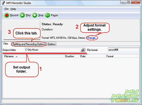 Set output folder and format