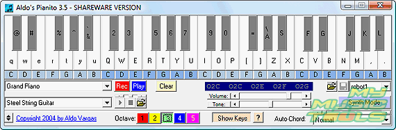 Pianito with highlighted keys