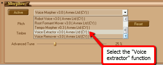 Pick the Voice Extractor function
