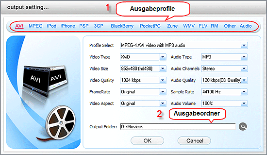 Ausgabeprofile für Video Ausgabeprofile für Video