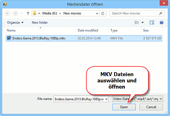 Whlen Sie MKV zum Umwandeln in MP4 aus