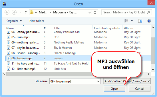 Eine MP3 Datei ffnen
