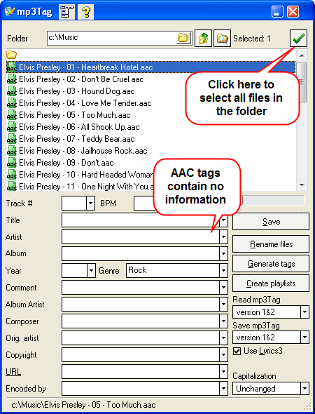 Select AAC files