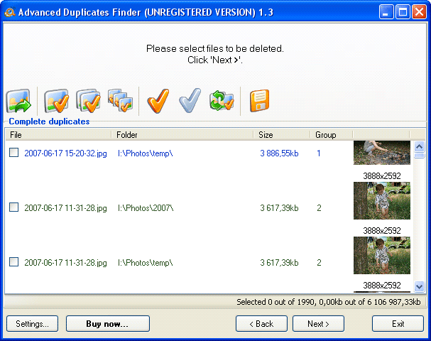 Screenshot vom Programm: Advanced Duplicates Finder