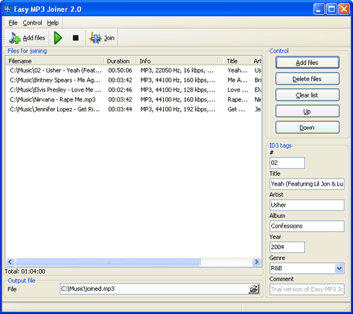 Easy MP3 Joiner screen shot