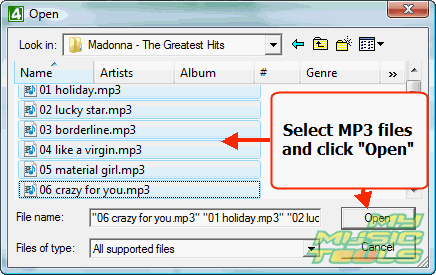 Select MP3 files