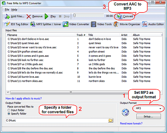 Convert AAC to MP3