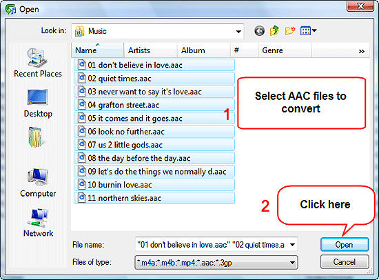 Open AAC files