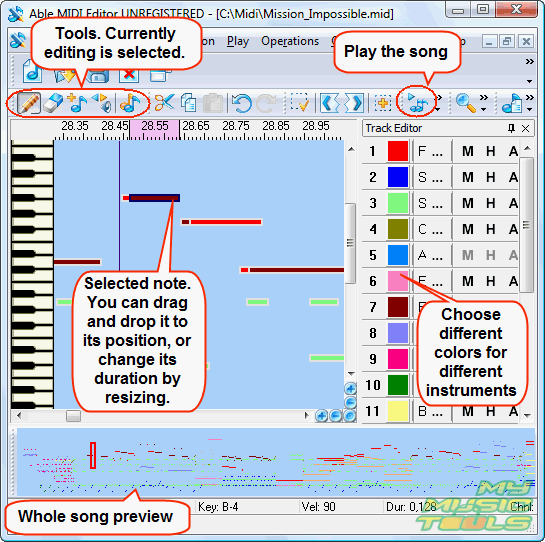 Edit the MIDI file