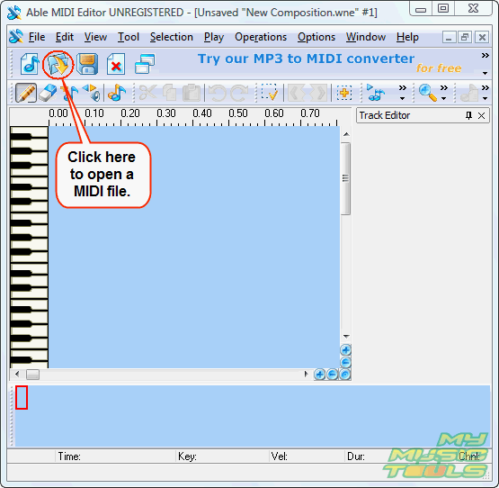 Able MIDI Editor - add file