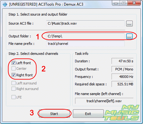 Select AC3 channels to extract