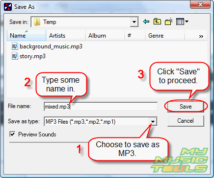 Choose to save as MP3, click Save