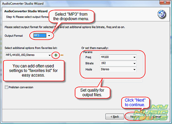 Output format (MP3)