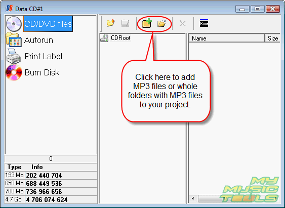 Add files and folders with MP3 files to your project