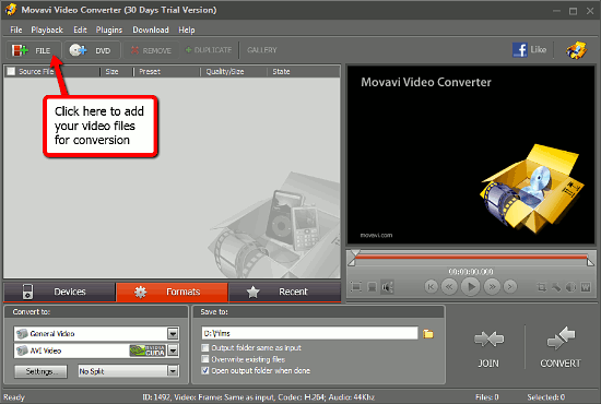 Add videos to convert to DVD