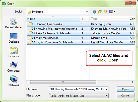 Open ALAC files