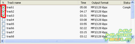 Select tracks for conversion
