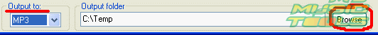 Select the format for the converted files and the directory