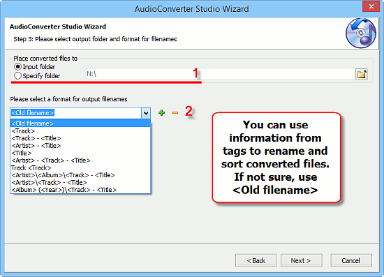 Select an output folder