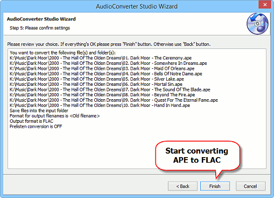 Convert APE to FLAC