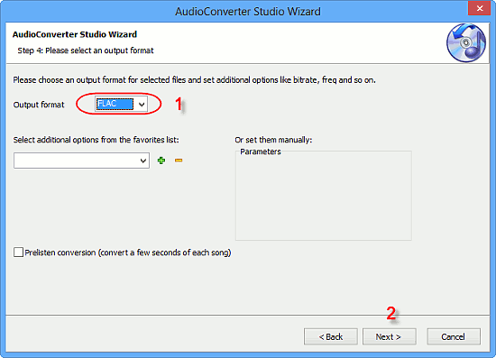 Select FLAC as output format