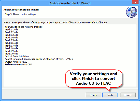 Convert Audio CD to FLAC