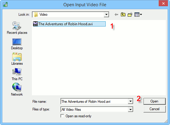Open AVI files