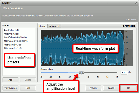 Amplifcation sound effect