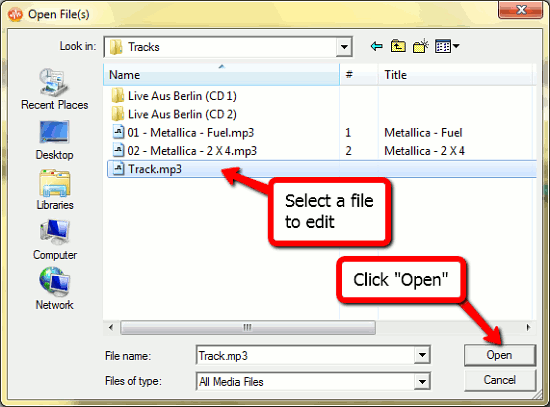Select an audio file