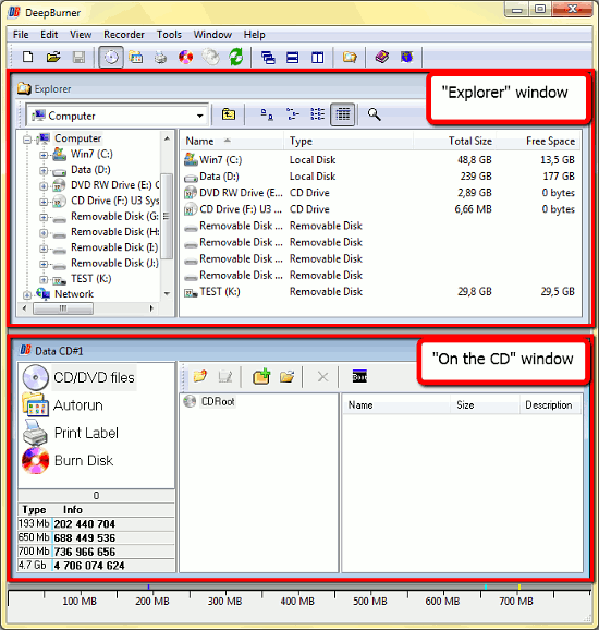 DeepBurner Pro working space