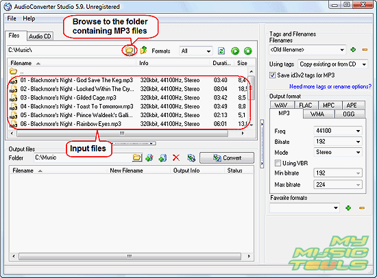 Select MP3 files to change bitrate