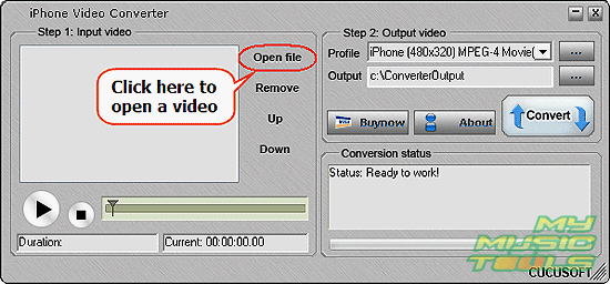 Open a video file to convert