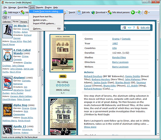 Create Dune movie catalog