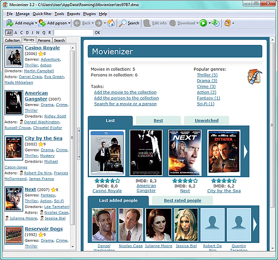 Demo movie database in Movienizer