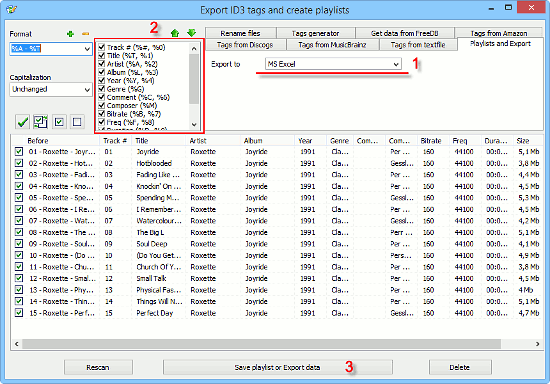 Export tags to Excel