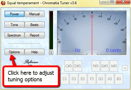 Instrument tuner main window