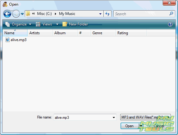 Browse and select a source MP3