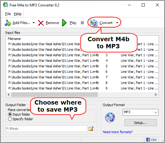 Convert and split M4b