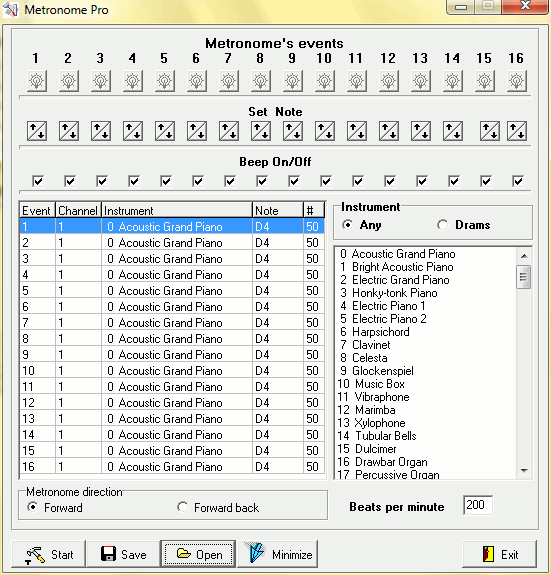 Built-in metronome tool