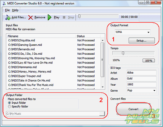 Convert MIDI to WMA