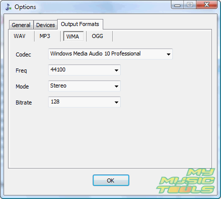 WMA settings