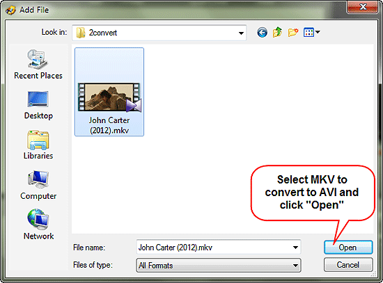 Open MKV video